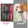 imageBAGAIL 4 Set6 Set8 Set Compression Packing Cubes Travel Accessories Expandable Packing Organizers Square Mesh 06Black6Coral