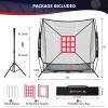 imageBAGAIL 7x7 ft Baseball ampamp Softball Practice Net with Bow Frame for Batting Hitting Pitching Portable Baseball Throwing Net with 2 Strike Zone Batting Tee Carry Bag Great for All LevelsBlack