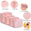 imageBAGAIL 8 Set Packing Cubes Luggage Packing Organizers for Travel AccessoriesPewter ColorWhite and Pink Stripe