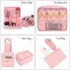imageBAGAIL 8 Set Packing Cubes Luggage Packing Organizers for Travel AccessoriesPewter ColorWhite and Pink Stripe