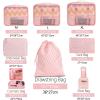 imageBAGAIL 8 Set Packing Cubes Luggage Packing Organizers for Travel AccessoriesPewter ColorWhite and Pink Stripe