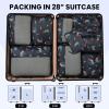 imageBAGAIL 8 Set9 Set Packing Cubes Luggage Packing Organizer for Travel Suitcase Packing Bags for Travel AccessoriesBlack Flamingo