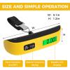 imageBAGAIL Digital Luggage Scale 110lbs Hanging Baggage Scale with Backlit LCD Display Portable Suitcase Weighing Scale Travel Luggage Weight Scale with Hook Strong Straps for TravelersYellow with temperature
