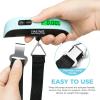 imageBAGAIL Digital Luggage Scale 110lbs Hanging Baggage Scale with Backlit LCD Display Portable Suitcase Weighing Scale Travel Luggage Weight Scale with Hook Strong Straps for TravelersMint with temperature