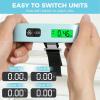 imageBAGAIL Digital Luggage Scale 110lbs Hanging Baggage Scale with Backlit LCD Display Portable Suitcase Weighing Scale Travel Luggage Weight Scale with Hook Strong Straps for TravelersMint with temperature
