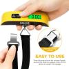 imageBAGAIL Digital Luggage Scale 110lbs Hanging Baggage Scale with Backlit LCD Display Portable Suitcase Weighing Scale Travel Luggage Weight Scale with Hook Strong Straps for TravelersYellow with temperature