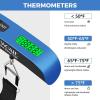 imageBAGAIL Digital Luggage Scale 110lbs Hanging Baggage Scale with Backlit LCD Display Portable Suitcase Weighing Scale Travel Luggage Weight Scale with Hook Strong Straps for TravelersBlue with temperature