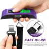 imageBAGAIL Digital Luggage Scale 110lbs Hanging Baggage Scale with Backlit LCD Display Portable Suitcase Weighing Scale Travel Luggage Weight Scale with Hook Strong Straps for TravelersPurple with temperature