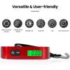 imageBAGAIL Digital Luggage Scale 110lbs Hanging Baggage Scale with Backlit LCD Display Portable Suitcase Weighing Scale Travel Luggage Weight Scale with Hook Strong Straps for TravelersRed with temperature