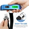 imageBAGAIL Digital Luggage Scale 110lbs Hanging Baggage Scale with Backlit LCD Display Portable Suitcase Weighing Scale Travel Luggage Weight Scale with Hook Strong Straps for TravelersBlue with temperature