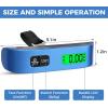 imageBAGAIL Digital Luggage Scale 110lbs Hanging Baggage Scale with Backlit LCD Display Portable Suitcase Weighing Scale Travel Luggage Weight Scale with Hook Strong Straps for TravelersBlue with temperature