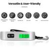 imageBAGAIL Digital Luggage Scale 110lbs Hanging Baggage Scale with Backlit LCD Display Portable Suitcase Weighing Scale Travel Luggage Weight Scale with Hook Strong Straps for TravelersAsh SilverTemp