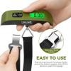 imageBAGAIL Digital Luggage Scale 110lbs Hanging Baggage Scale with Backlit LCD Display Portable Suitcase Weighing Scale Travel Luggage Weight Scale with Hook Strong Straps for TravelersOlive Green with temperature