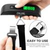 imageBAGAIL Digital Luggage Scale 110lbs Hanging Baggage Scale with Backlit LCD Display Portable Suitcase Weighing Scale Travel Luggage Weight Scale with Hook Strong Straps for TravelersBlack with temperature
