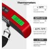 imageBAGAIL Digital Luggage Scale 110lbs Hanging Baggage Scale with Backlit LCD Display Portable Suitcase Weighing Scale Travel Luggage Weight Scale with Hook Strong Straps for TravelersRed with temperature