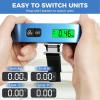 imageBAGAIL Digital Luggage Scale 110lbs Hanging Baggage Scale with Backlit LCD Display Portable Suitcase Weighing Scale Travel Luggage Weight Scale with Hook Strong Straps for TravelersBlue with temperature