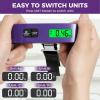 imageBAGAIL Digital Luggage Scale 110lbs Hanging Baggage Scale with Backlit LCD Display Portable Suitcase Weighing Scale Travel Luggage Weight Scale with Hook Strong Straps for TravelersPurple with temperature