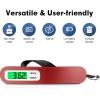 imageBAGAIL Digital Luggage Scale 110lbs Hanging Baggage Scale with Backlit LCD Display Portable Suitcase Weighing Scale Travel Luggage Weight Scale with Hook Strong Straps for TravelersRed
