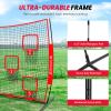 imageBAGAIL Football Throwing Net  5 or 9 Target Pockets Easy Setup HeavyDuty  Portable QB Accuracy Trainer Fun Target Practice Net for Football with Carry BagRed