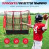 imageBAGAIL Football Throwing Net  5 or 9 Target Pockets Easy Setup HeavyDuty  Portable QB Accuracy Trainer Fun Target Practice Net for Football with Carry BagRed