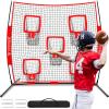 imageBAGAIL Football Throwing Net  5 or 9 Target Pockets Easy Setup HeavyDuty  Portable QB Accuracy Trainer Fun Target Practice Net for Football with Carry BagRed