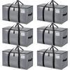 imageBAGAIL Heavy Duty Moving Bags with Strong Handle Extra Large Moving Boxes Storage Tote for Clothes College Moving SuppliesClear 6 PackGrey