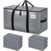 imageBAGAIL Heavy Duty Moving Bags with Strong Handle Extra Large Moving Boxes Storage Tote for Clothes College Moving SuppliesClear 6 PackGrey