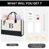 imageBAGAIL Initial Tote Bag Personalized Birthday Gifts for Women Teacher Friends Mom Wedding Monogrammed Beach BagIvory1pcs