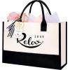imageBAGAIL Initial Tote Bag Personalized Birthday Gifts for Women Teacher Friends Mom Wedding Monogrammed Beach BagIvory1pcs