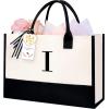 imageBAGAIL Initial Tote Bag Personalized Birthday Gifts for Women Teacher Friends Mom Wedding Monogrammed Beach BagIvory1pcs