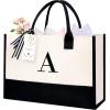 imageBAGAIL Initial Tote Bag Personalized Birthday Gifts for Women Teacher Friends Mom Wedding Monogrammed Beach BagIvory1pcs