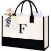 imageBAGAIL Initial Tote Bag Personalized Birthday Gifts for Women Teacher Friends Mom Wedding Monogrammed Beach BagIvory1pcs