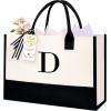 imageBAGAIL Initial Tote Bag Personalized Birthday Gifts for Women Teacher Friends Mom Wedding Monogrammed Beach BagIvory1pcs