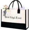 imageBAGAIL Initial Tote Bag Personalized Birthday Gifts for Women Teacher Friends Mom Wedding Monogrammed Beach BagIvory1pcs
