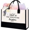 imageBAGAIL Initial Tote Bag Personalized Birthday Gifts for Women Teacher Friends Mom Wedding Monogrammed Beach BagIvory1pcs