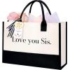 imageBAGAIL Initial Tote Bag Personalized Birthday Gifts for Women Teacher Friends Mom Wedding Monogrammed Beach BagIvory1pcs