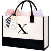 imageBAGAIL Initial Tote Bag Personalized Birthday Gifts for Women Teacher Friends Mom Wedding Monogrammed Beach BagIvory1pcs