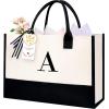 imageBAGAIL Initial Tote Bag Personalized Birthday Gifts for Women Teacher Friends Mom Wedding Monogrammed Beach BagIvory1pcs