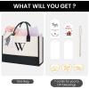 imageBAGAIL Initial Tote Bag Personalized Birthday Gifts for Women Teacher Friends Mom Wedding Monogrammed Beach BagIvory1pcs