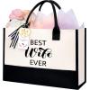imageBAGAIL Initial Tote Bag Personalized Birthday Gifts for Women Teacher Friends Mom Wedding Monogrammed Beach BagIvory1pcs