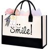 imageBAGAIL Initial Tote Bag Personalized Birthday Gifts for Women Teacher Friends Mom Wedding Monogrammed Beach BagIvory1pcs