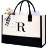 imageBAGAIL Initial Tote Bag Personalized Birthday Gifts for Women Teacher Friends Mom Wedding Monogrammed Beach BagIvory1pcs