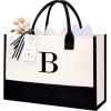 imageBAGAIL Initial Tote Bag Personalized Birthday Gifts for Women Teacher Friends Mom Wedding Monogrammed Beach BagIvory1pcs