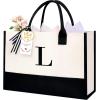 imageBAGAIL Initial Tote Bag Personalized Birthday Gifts for Women Teacher Friends Mom Wedding Monogrammed Beach BagIvory1pcs
