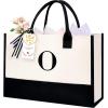 imageBAGAIL Initial Tote Bag Personalized Birthday Gifts for Women Teacher Friends Mom Wedding Monogrammed Beach BagIvory1pcs