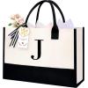 imageBAGAIL Initial Tote Bag Personalized Birthday Gifts for Women Teacher Friends Mom Wedding Monogrammed Beach BagIvory1pcs