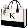 imageBAGAIL Initial Tote Bag Personalized Birthday Gifts for Women Teacher Friends Mom Wedding Monogrammed Beach BagIvory1pcs