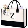 imageBAGAIL Initial Tote Bag Personalized Birthday Gifts for Women Teacher Friends Mom Wedding Monogrammed Beach BagIvory1pcs