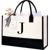 imageBAGAIL Initial Tote Bag Personalized Birthday Gifts for Women Teacher Friends Mom Wedding Monogrammed Beach BagIvory1pcs