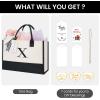 imageBAGAIL Initial Tote Bag Personalized Birthday Gifts for Women Teacher Friends Mom Wedding Monogrammed Beach BagIvory1pcs